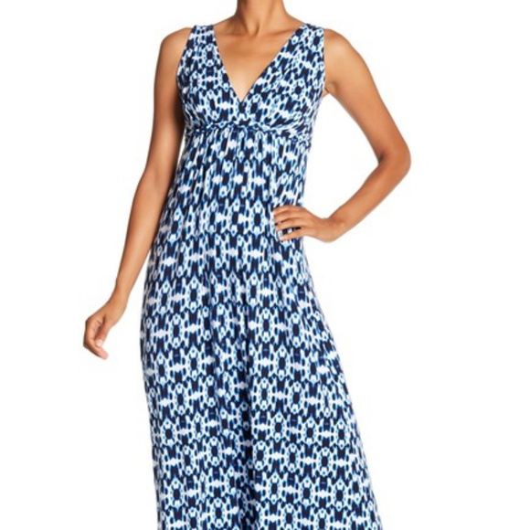 TART CHLOE MATERNITY MAXI DRESS CIRCLE TIE DYE BLUE WHITE NWOT - Picture 4 of 16